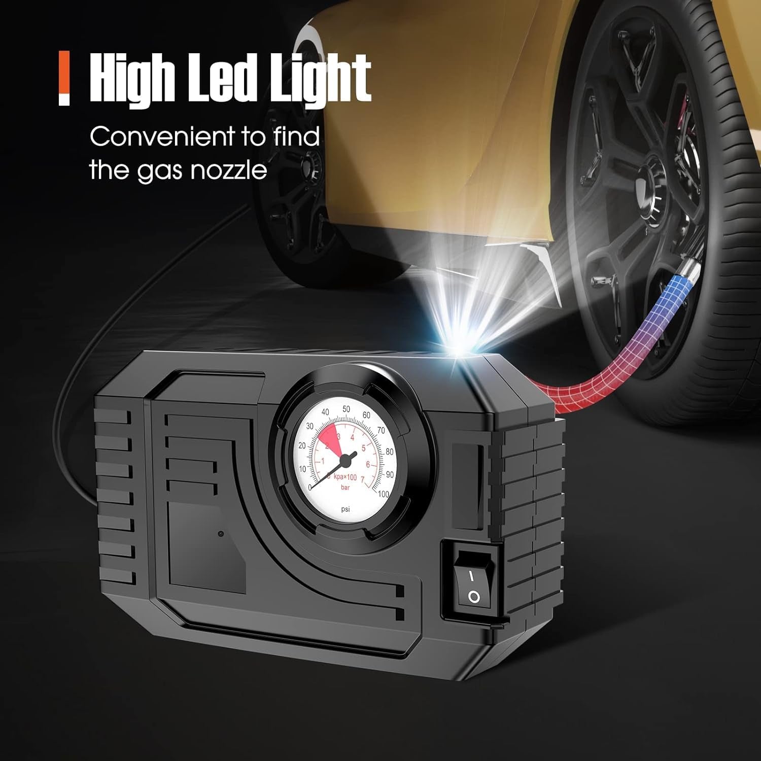 7586 Tire Inflator Portable Air Compressor 12V Small Air Pump for Car Tires Bicycle Balloons, Cars, Bike, Bicycles and Other Inflatables with LED Light (12V) 7586 Tire Inflator Portable Air Compressor 12V Small Air Pump for Car Tires Bicycle Balloons, Cars, Bike, Bicycles and Other Inflatables with LED Light (12V)